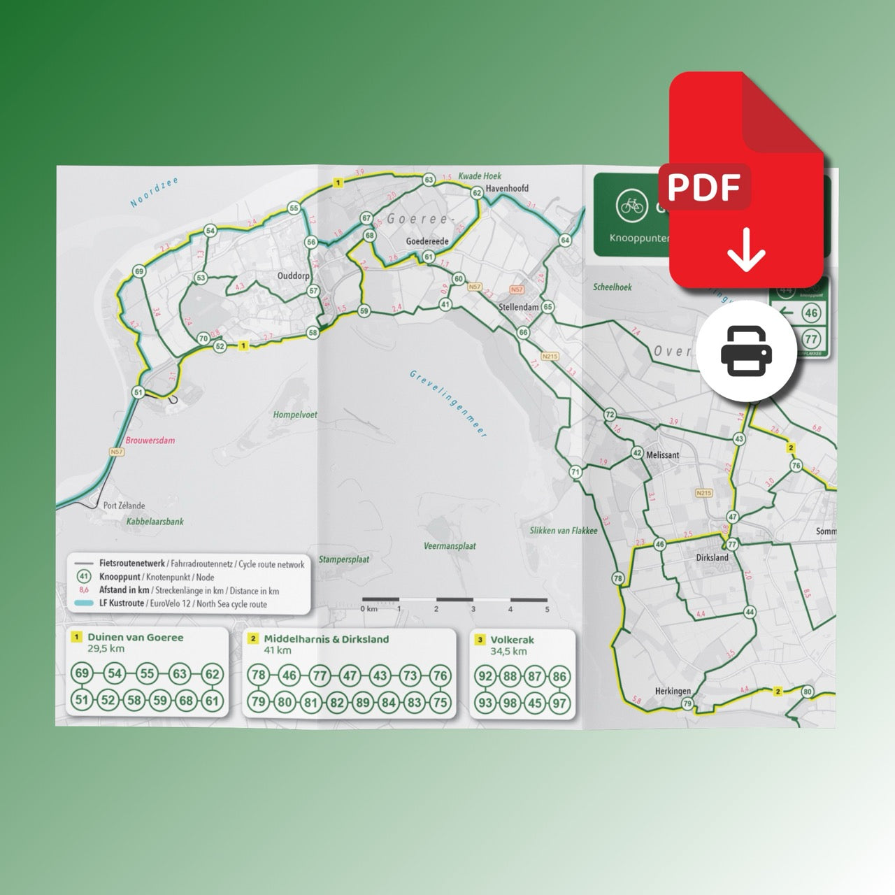 Fietskaart Goeree-Overflakkee - Fietsroutenetwerk met knooppunten (PDF)