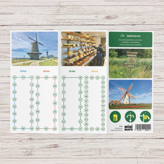 Fietskaart Walcheren - Boerderijwinkels en molens - Fietsroutenetwerk met knooppunten