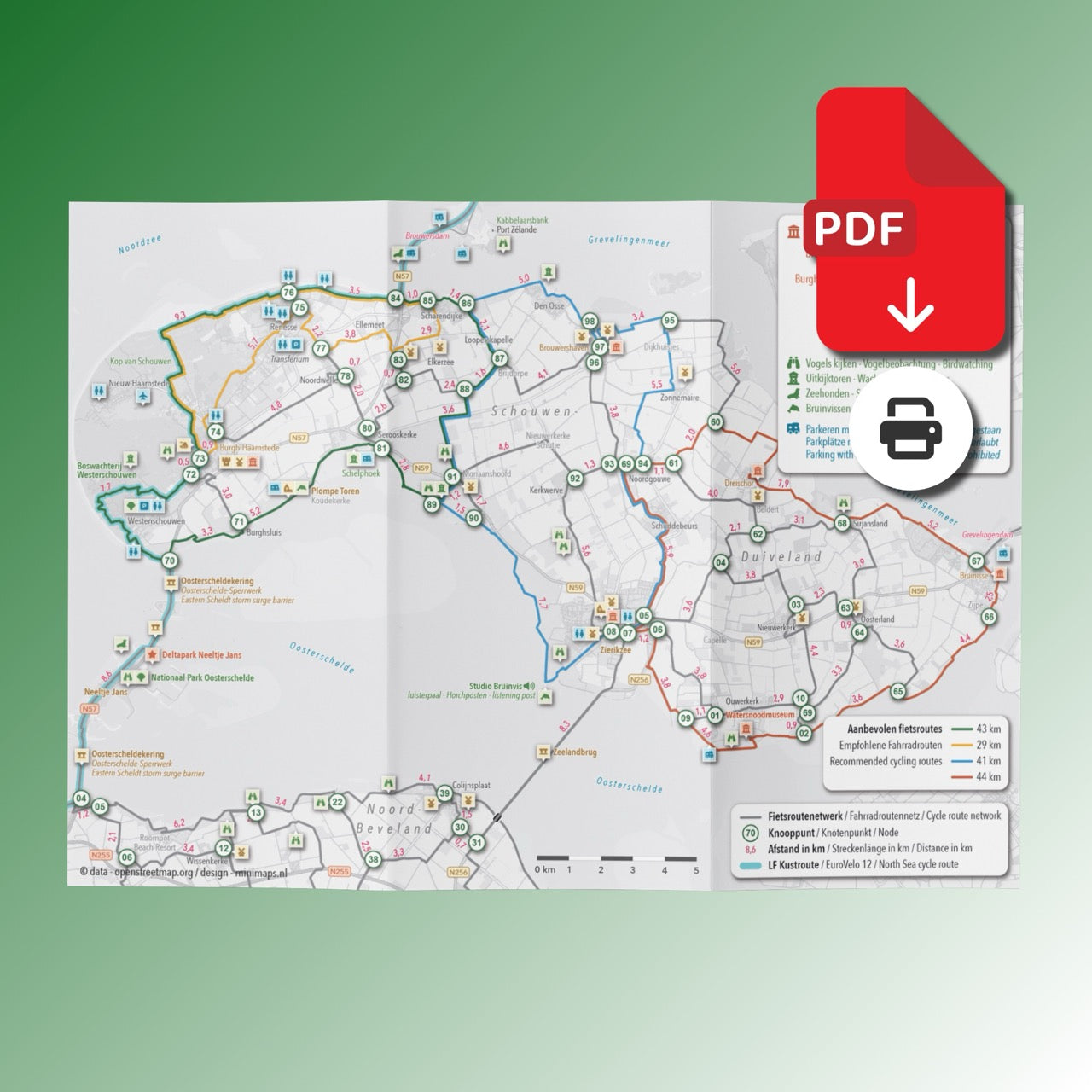 Fietskaart Schouwen-Duiveland, Tholen & Sint Philipsland - Fietsroutenetwerk met knooppunten (PDF)