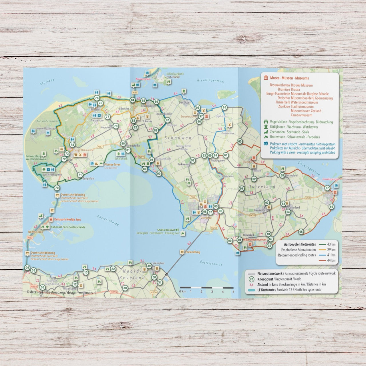 Fietskaart Schouwen-Duiveland, Tholen & Sint Philipsland - Fietsroutenetwerk met knooppunten