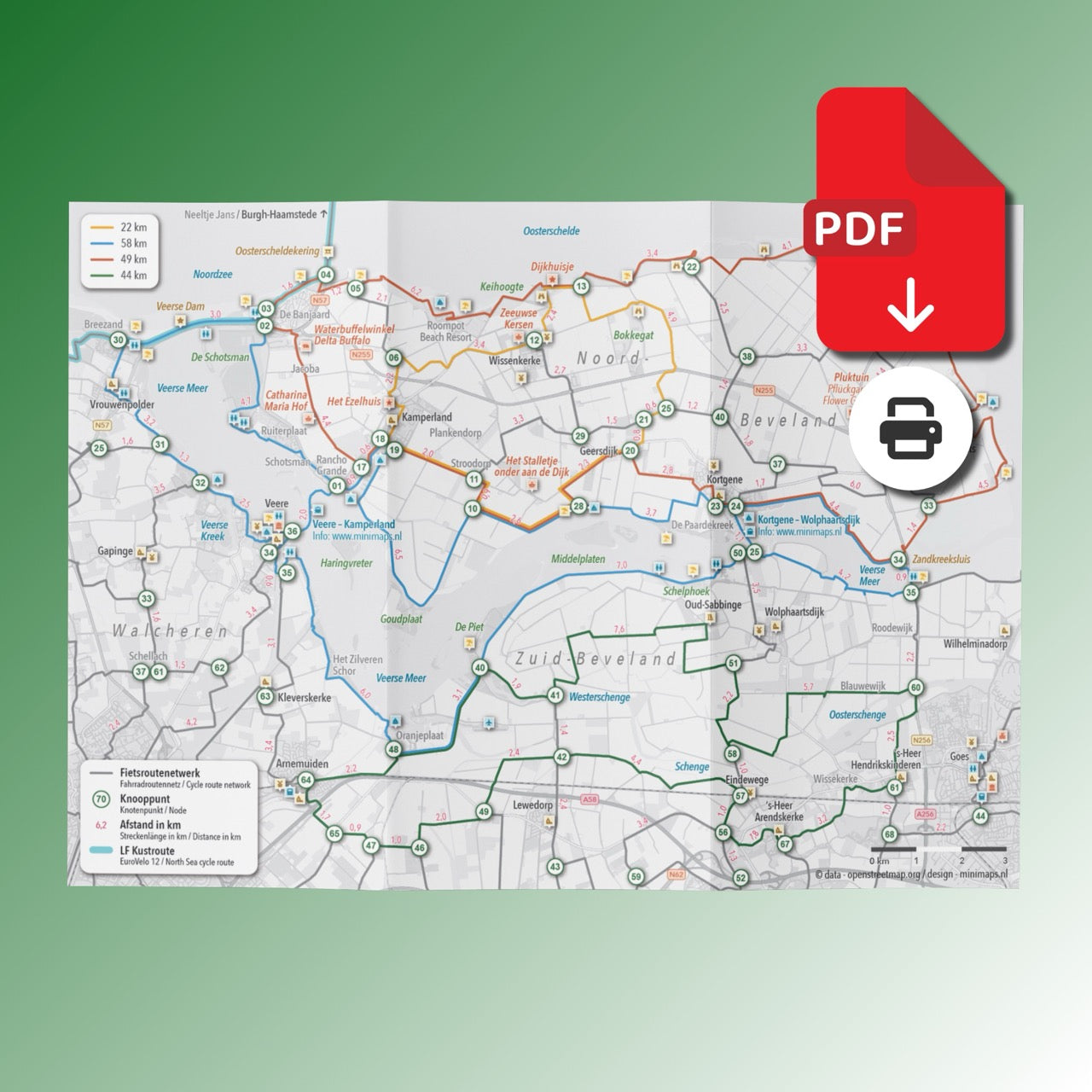Fietskaart Noord-Beveland en Veerse Meer - Fietsroutenetwerk met knooppunten (PDF)