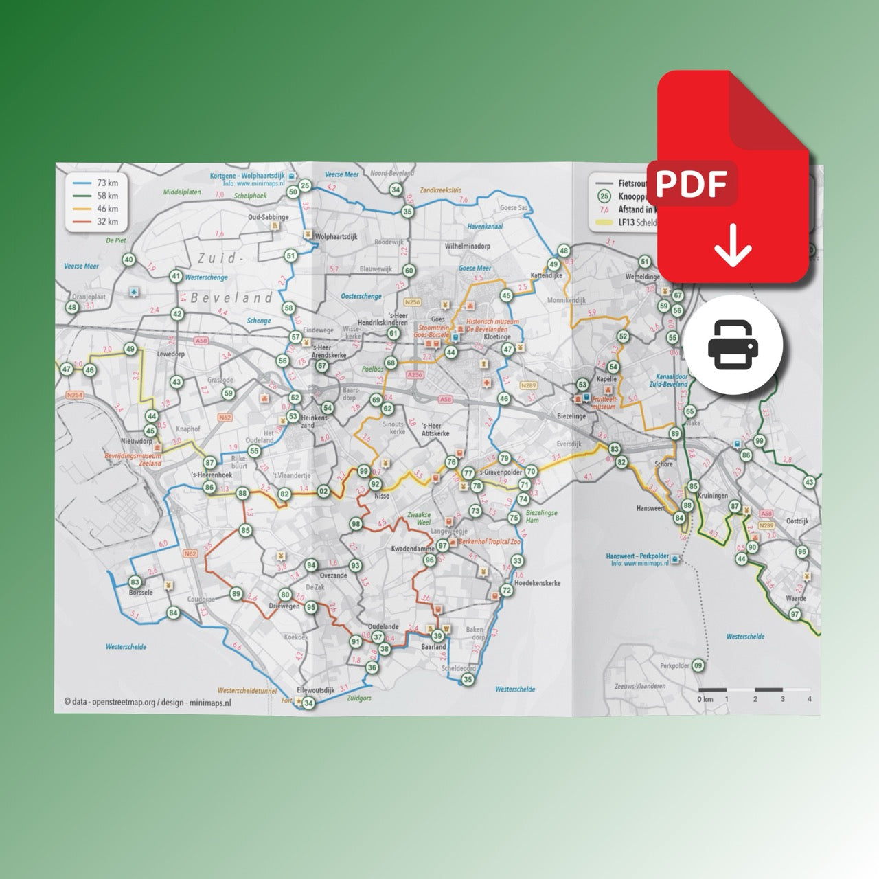 Fietskaart Zuid-Beveland - Fietsroutenetwerk met knooppunten (PDF)