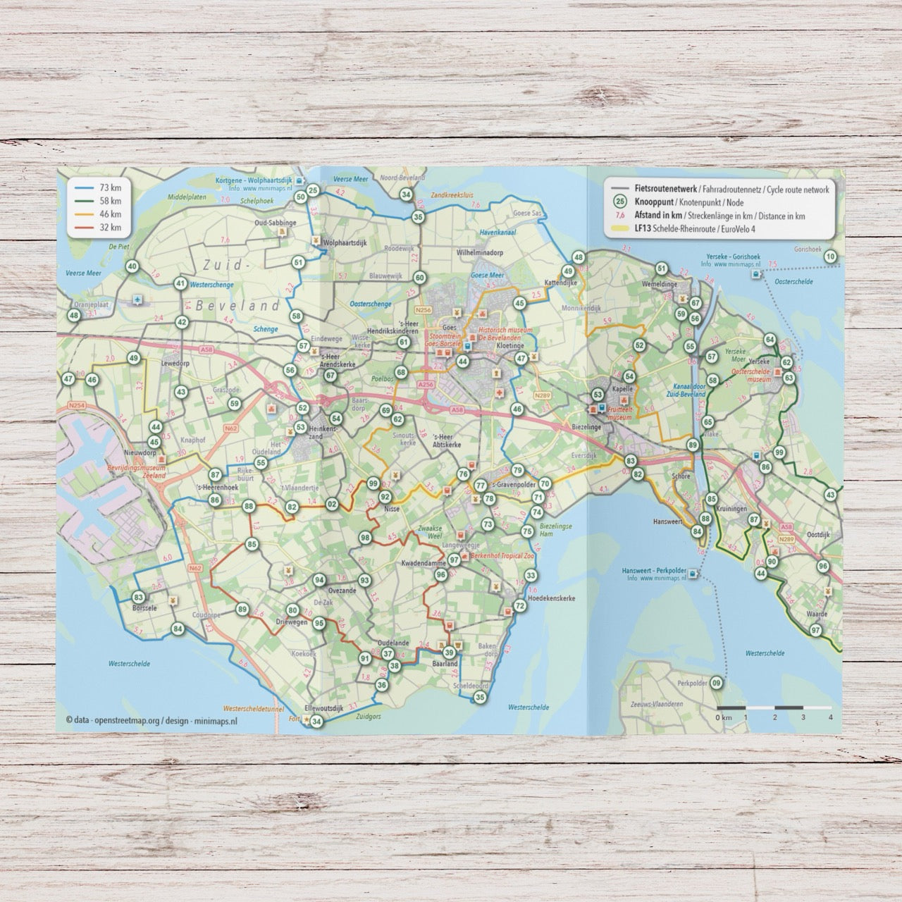 Fietskaart Zuid-Beveland - Fietsroutenetwerk met knooppunten