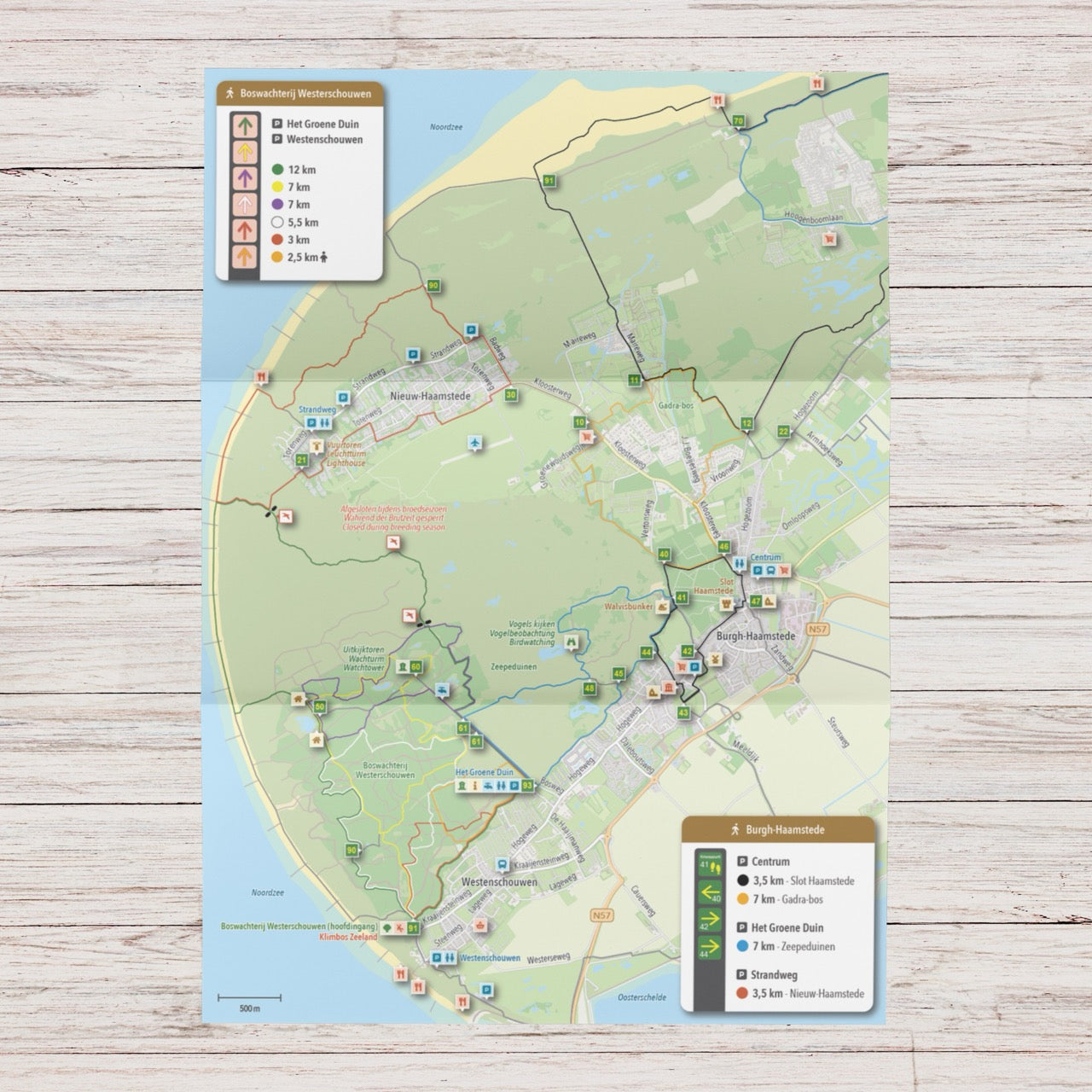 Wandelkaart Renesse, Burgh-Haamstede & Westenschouwen - Wandelroutenetwerk met knooppunten en 16 wandelroutes