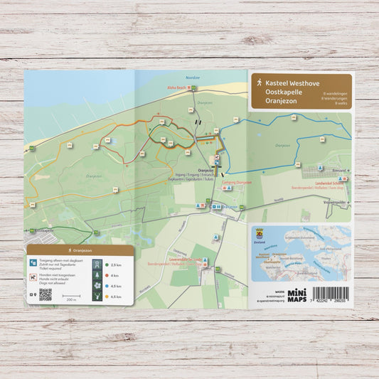 Wandelkaart Kasteel Westhove, Oostkapelle & Oranjezon - 8 bewegwijzerde wandelingen