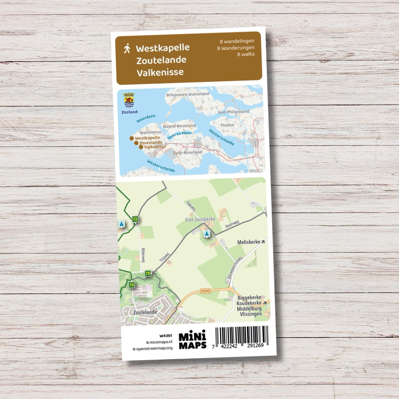 Wandelkaart Westkapelle, Zoutelande & Valkenisse - Wandelroutenetwerk met knooppunten en 8 wandelroutes