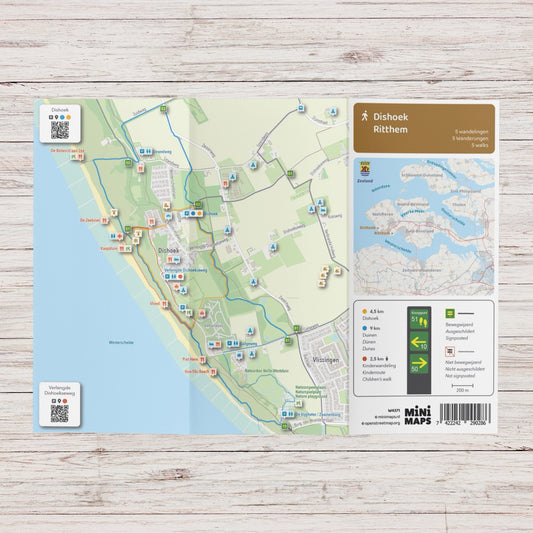 Wandelkaart Dishoek & Ritthem - Wandelroutenetwerk met knooppunten en 5 wandelroutes