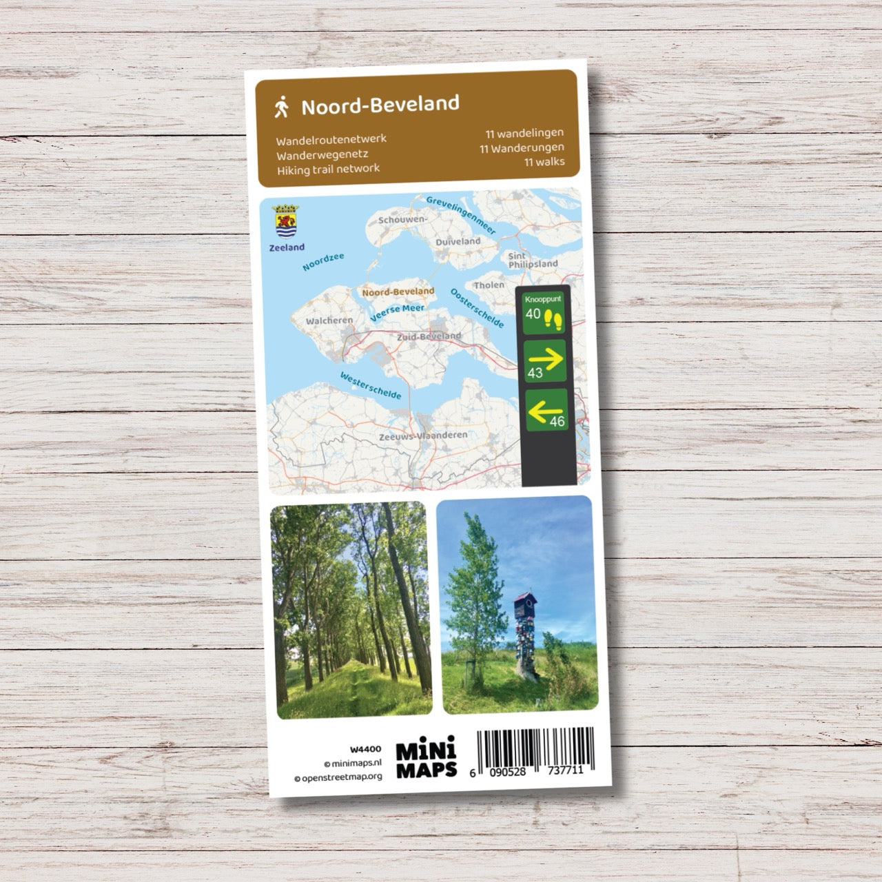Wandelkaart Noord-Beveland - Wandelroutenetwerk met knooppunten en 11 wandelroutes