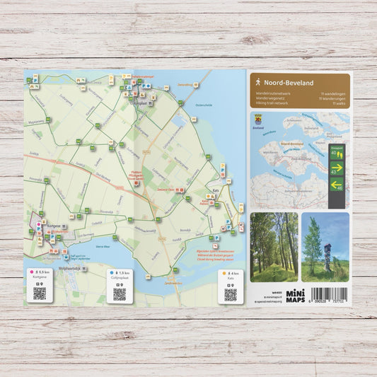 Wandelkaart Noord-Beveland - Wandelroutenetwerk met knooppunten en 11 wandelroutes