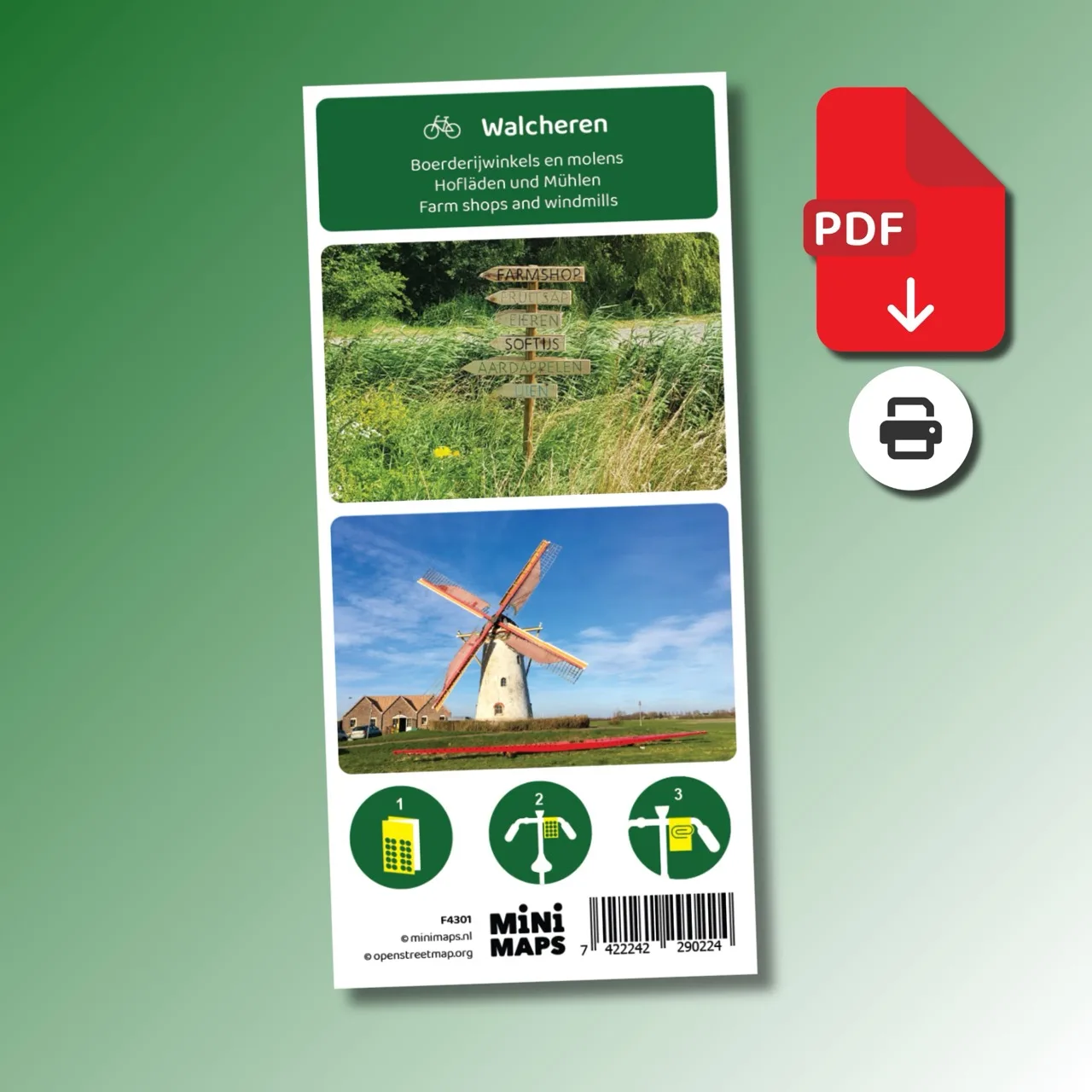 Fahrradkarte Walcheren - Hofläden und Mühlen (PDF)